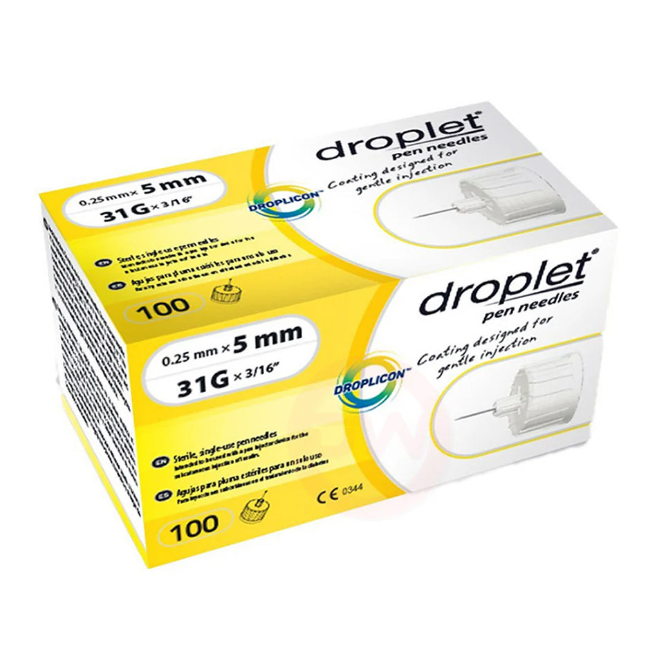 Droplet Pen Needles - 31G 5mm 100ct